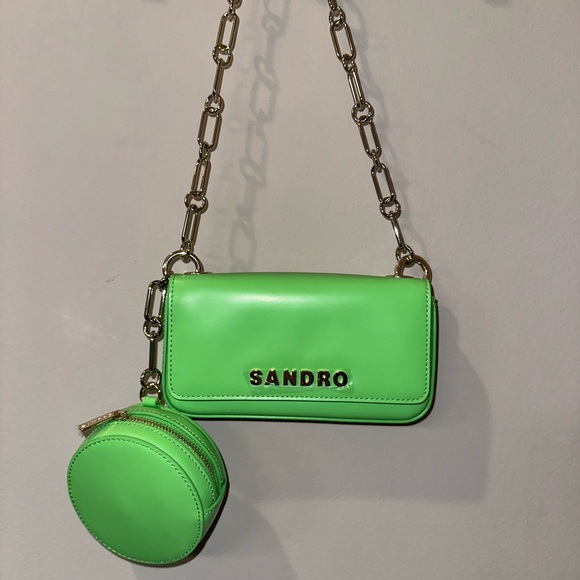 Sandro Paris Lime Green Crossbody Bag with coin purse - Picture 10 of 15